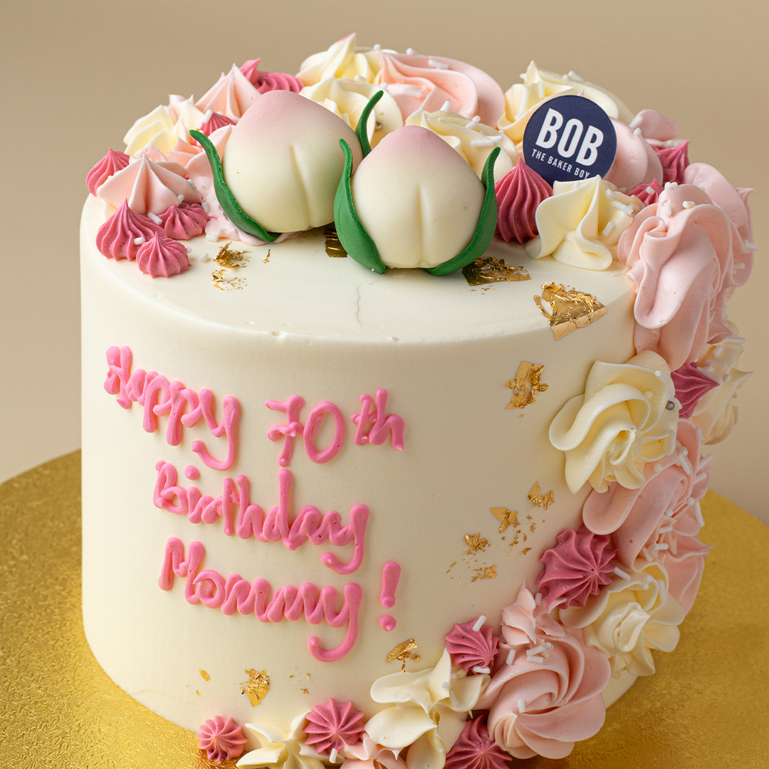 Pink Longevity Cake with 2 Shou Taos