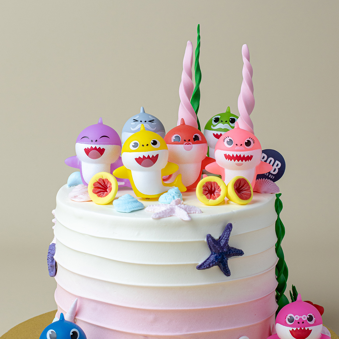 Pink Ombre Swirl Baby Shark Cake