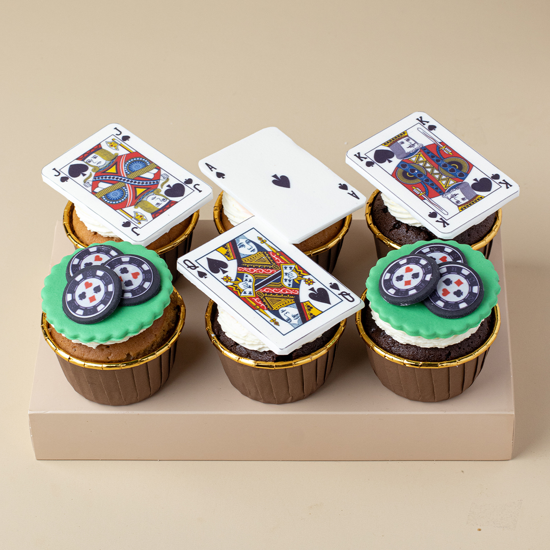 Poker Chips and Playing Cards Cupcakes