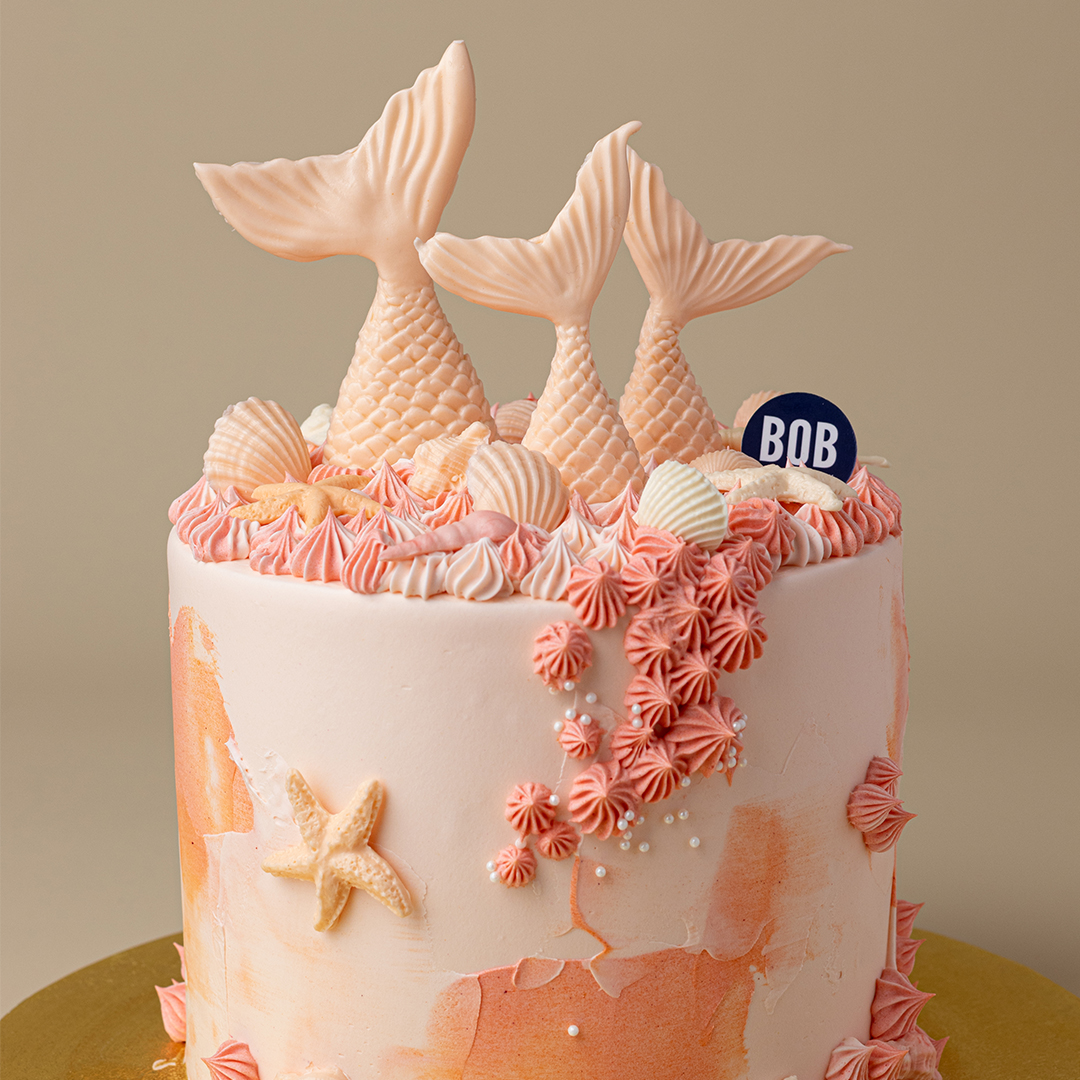 Rustic Texture Peach Mermaid Cake