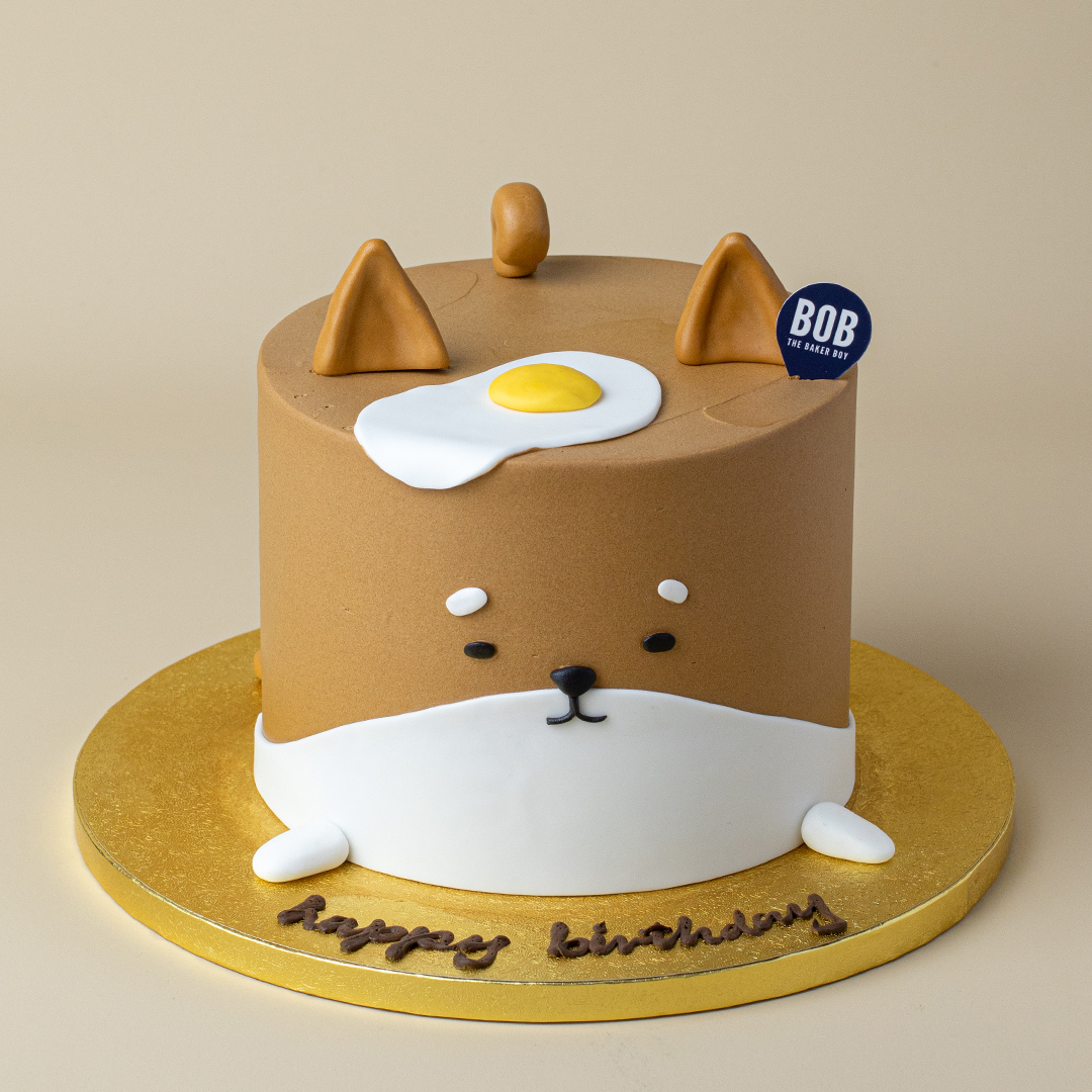 Shiba Inu with Egg on Head Cake
