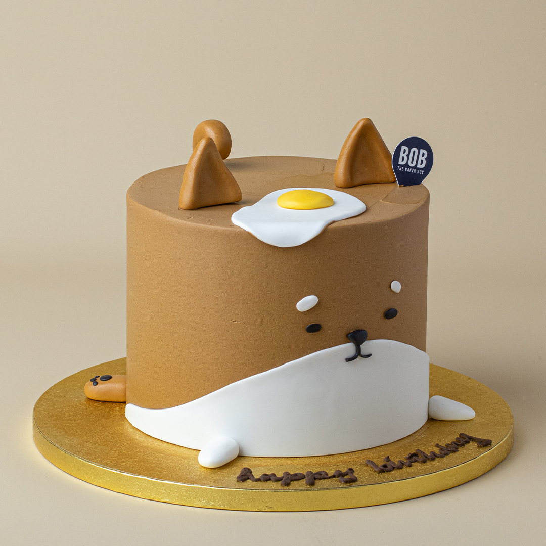 Shiba Inu with Egg on Head Cake
