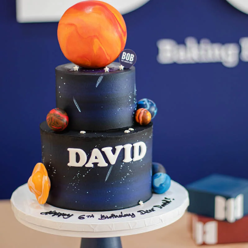 Solar System Cake with Planets and Stars