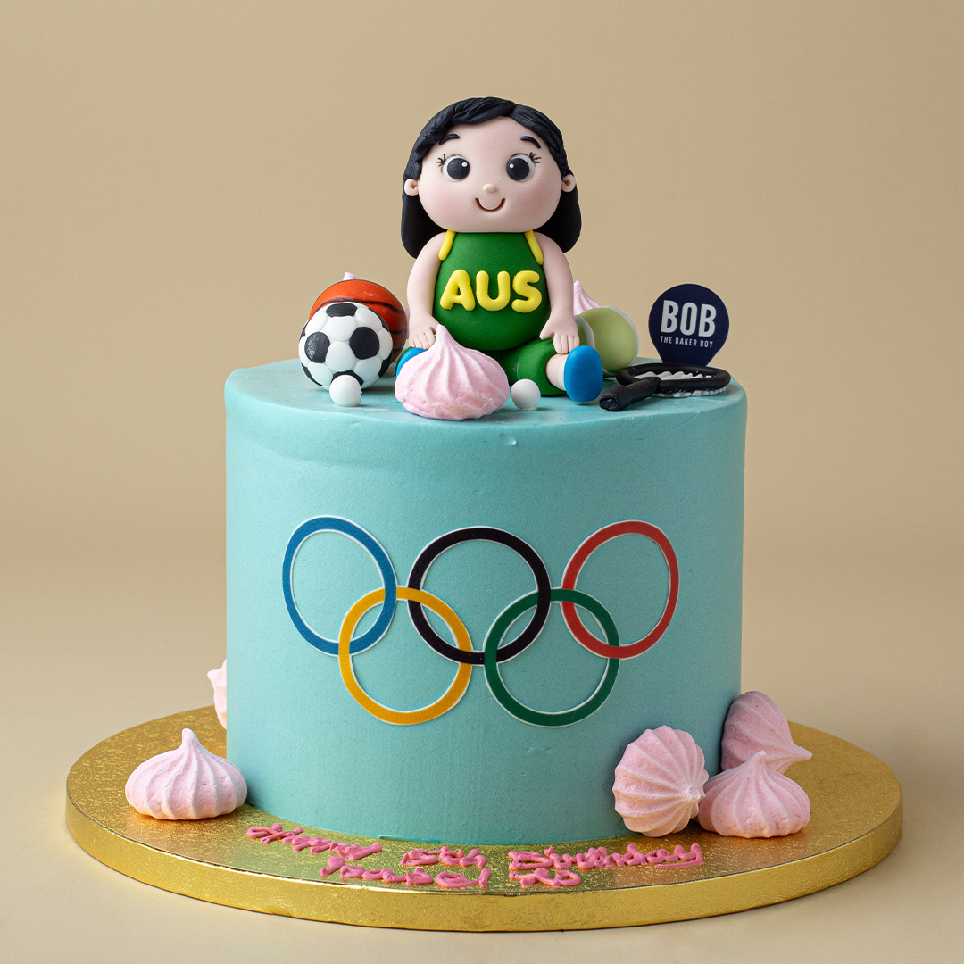 Turquoise Olympic-theme Cake