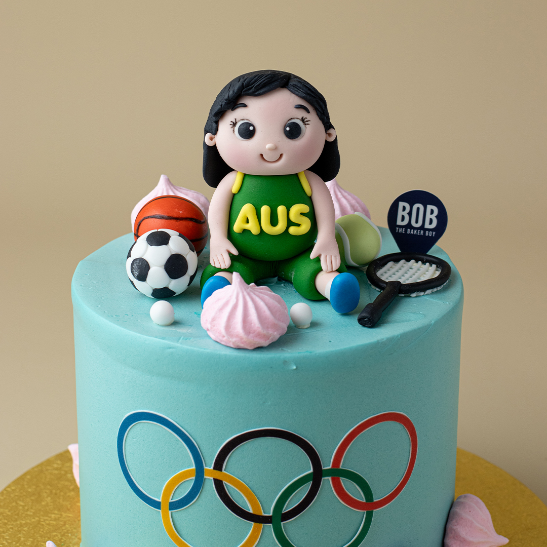 Turquoise Olympic-theme Cake