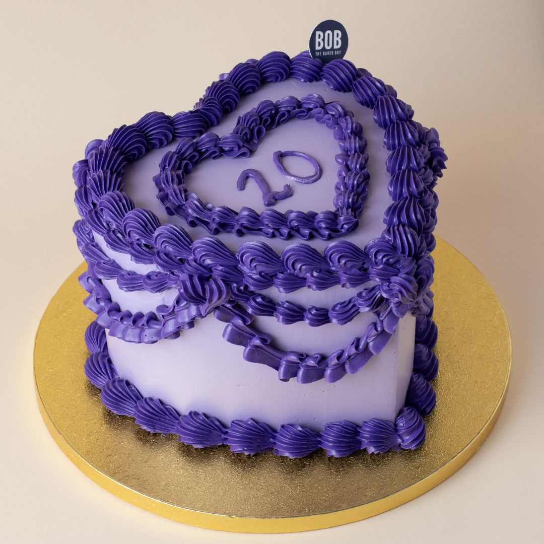 Two-tone Purple Heart-shaped Vintage Cake