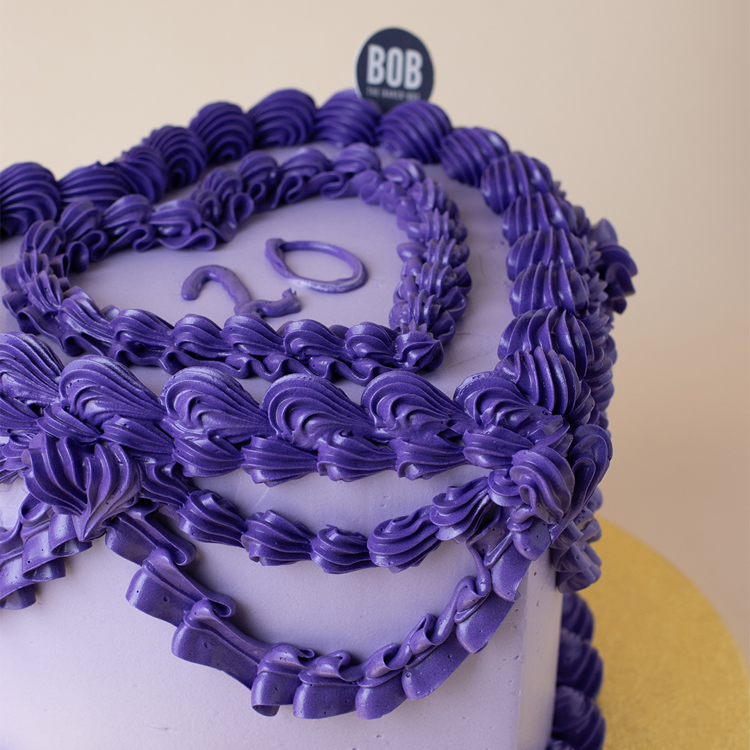 Two-tone Purple Heart-shaped Vintage Cake