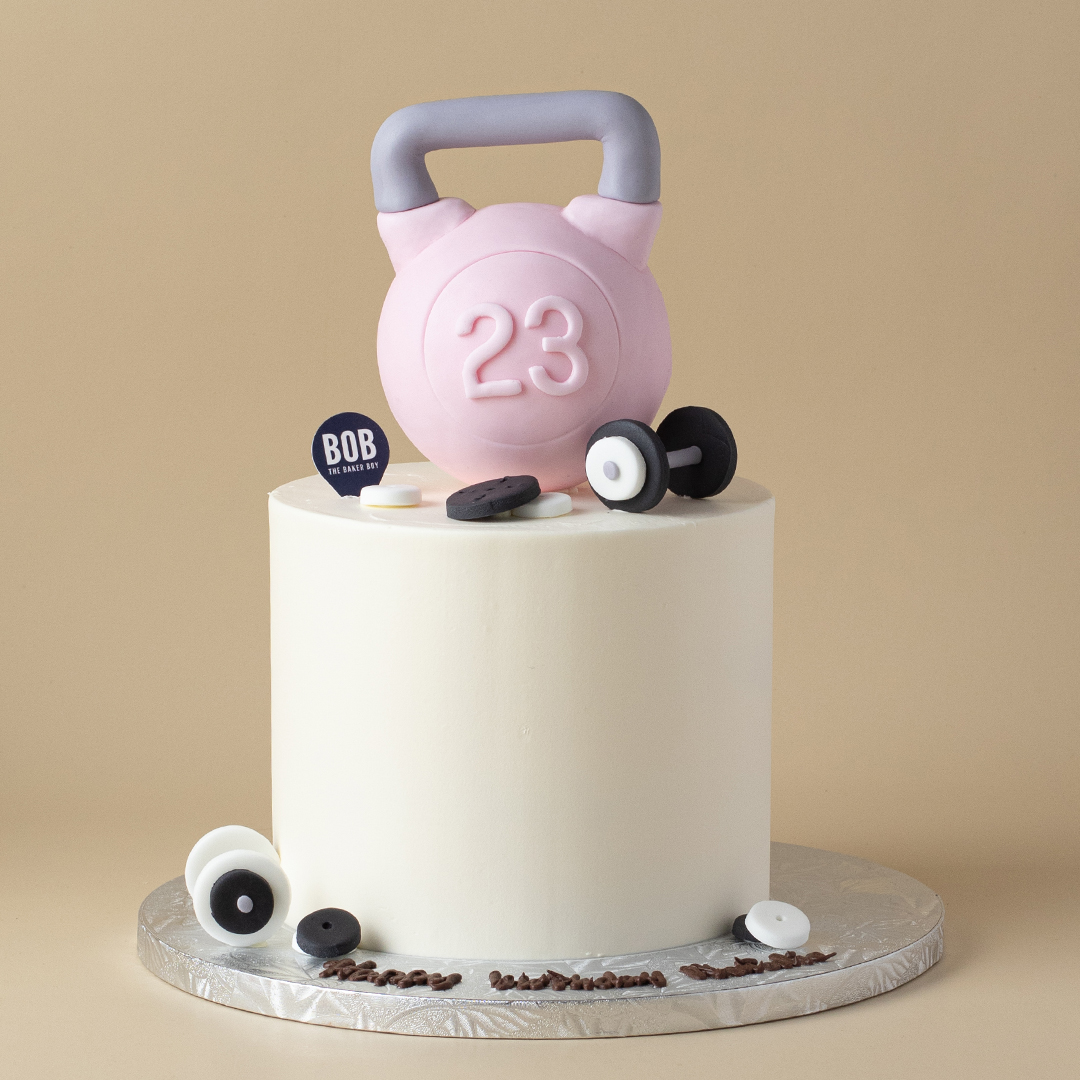 Weight Lifting Kettlebell Cake in Pink