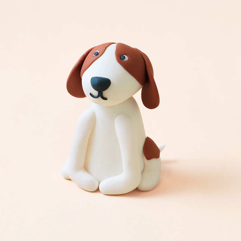 White & Brown Doggy Fondant Topper