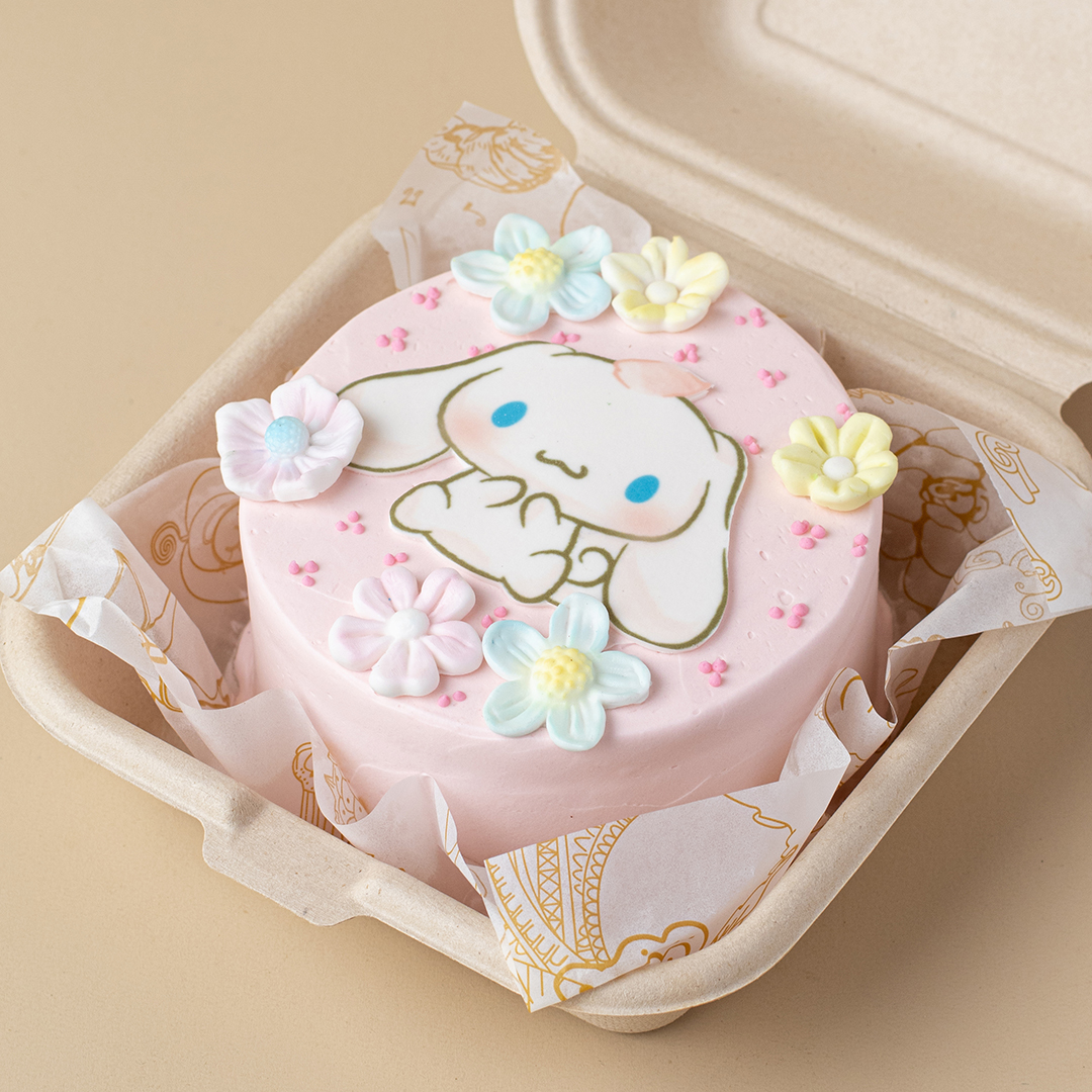 Pastel Pink Cinnamoroll with Flowers Bento Cake
