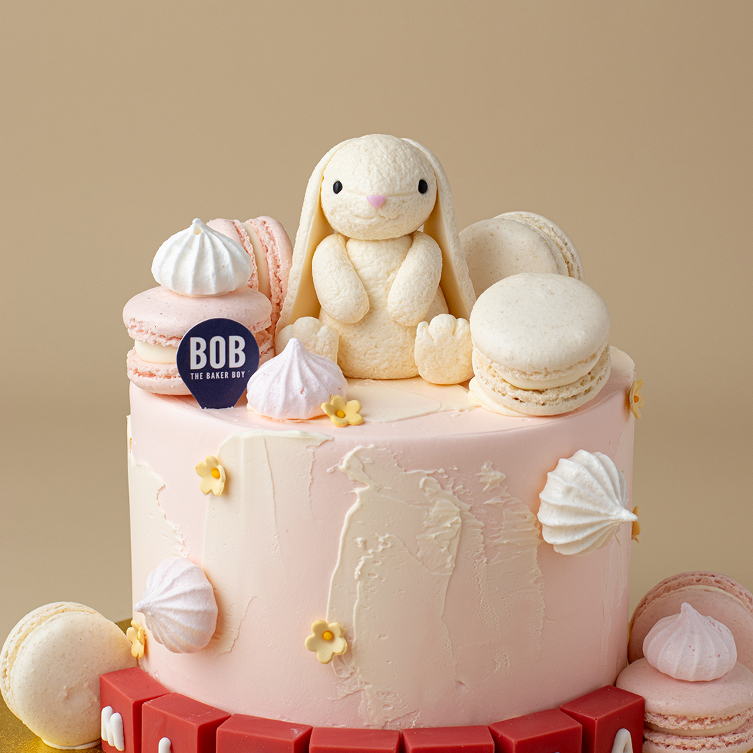 Jellycat Bunny Cake with Mini Flora and Macarons