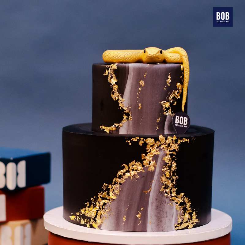 Black and Gold Luxury Snake Cake