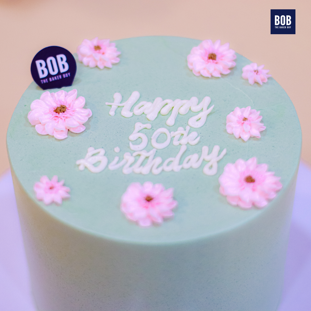 Buttercream Floral Cake in Pink and Mint