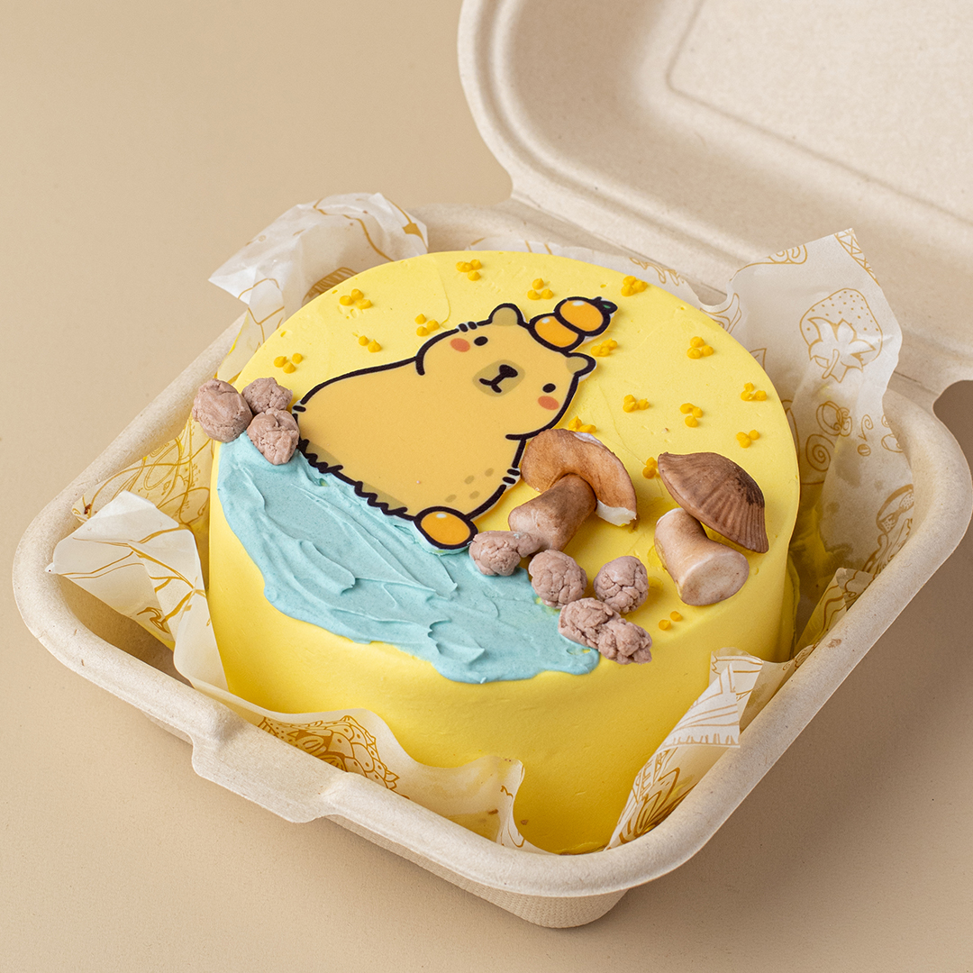 Capybara Orange on Head Bento Cake