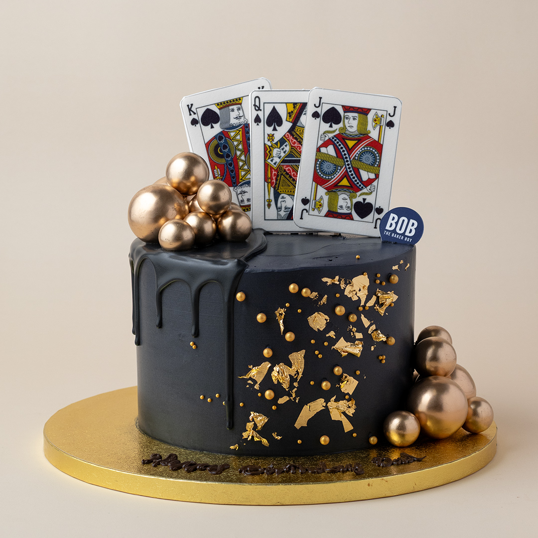 Poker Cake in Gold and Black