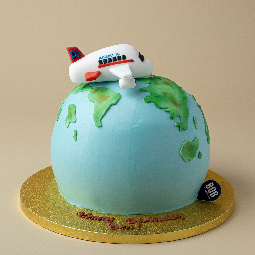 Around the World Globe Cake with 3D Plane