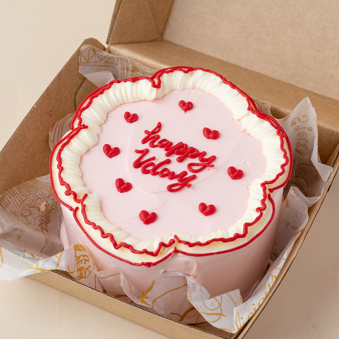 Cute Pink and Red Hearts Minimalist Bento Cake