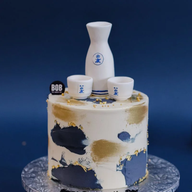 Japanese Sake and Sake Glasses Cake