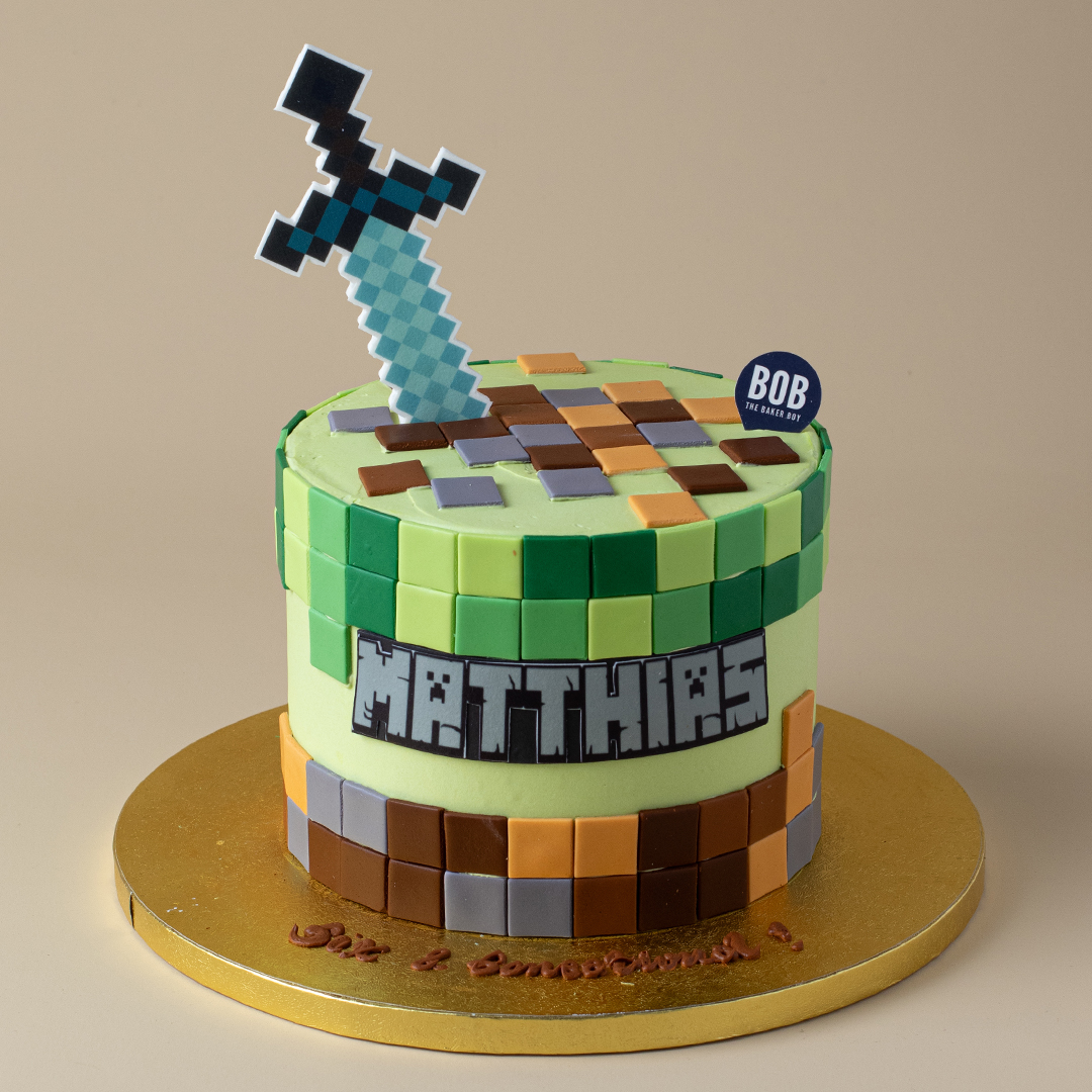 Minecraft Birthday Cake with Customised Name