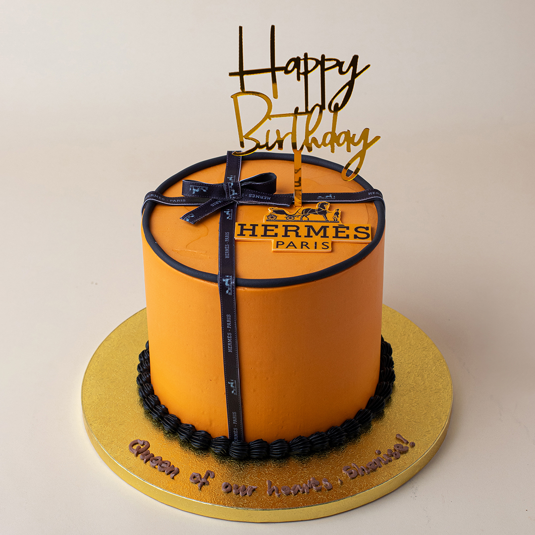 Minimalistic Hermes Inspired Birthday Cake