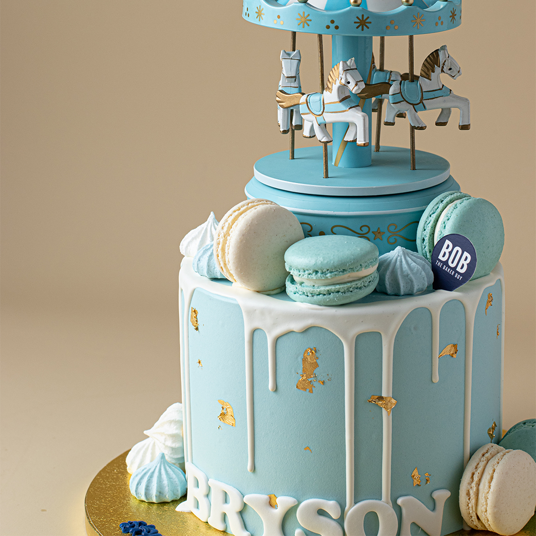 Music Carousel Cake in Baby Blue