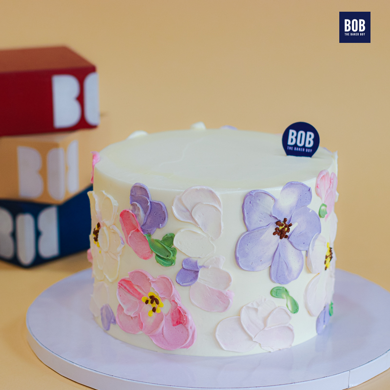 Painted Buttercream Flower Cake
