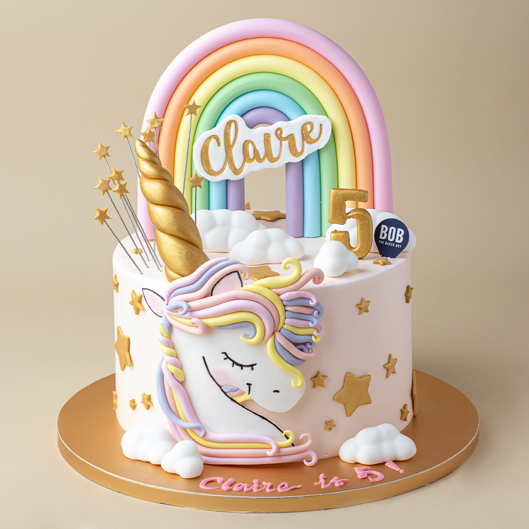 Pastel Rainbow Unicorn Party Cake