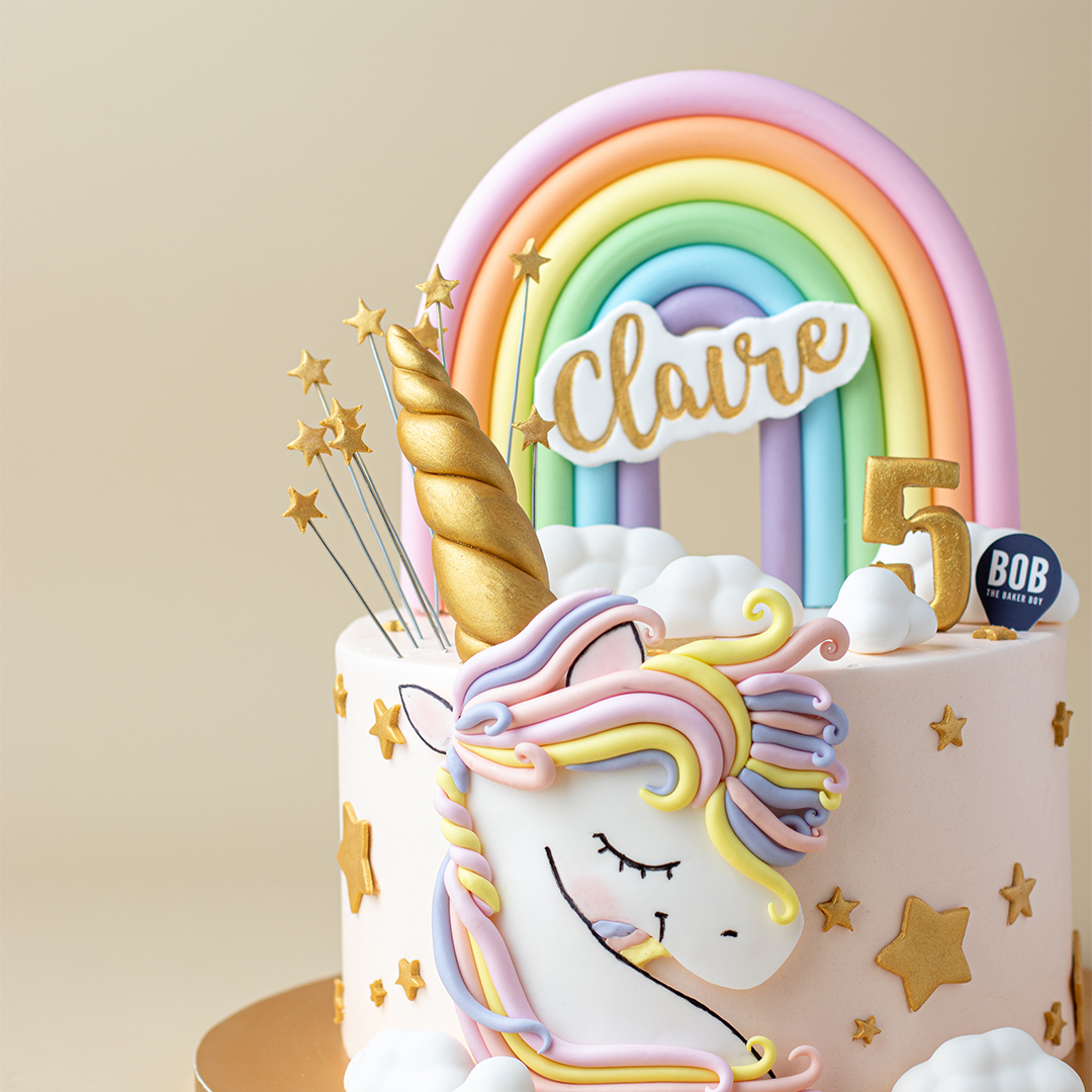 Pastel Rainbow Unicorn Party Cake
