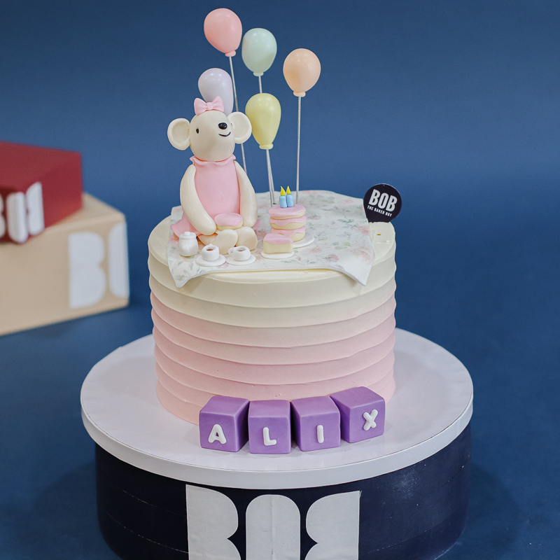 Pink Mouse Tea Party Cake