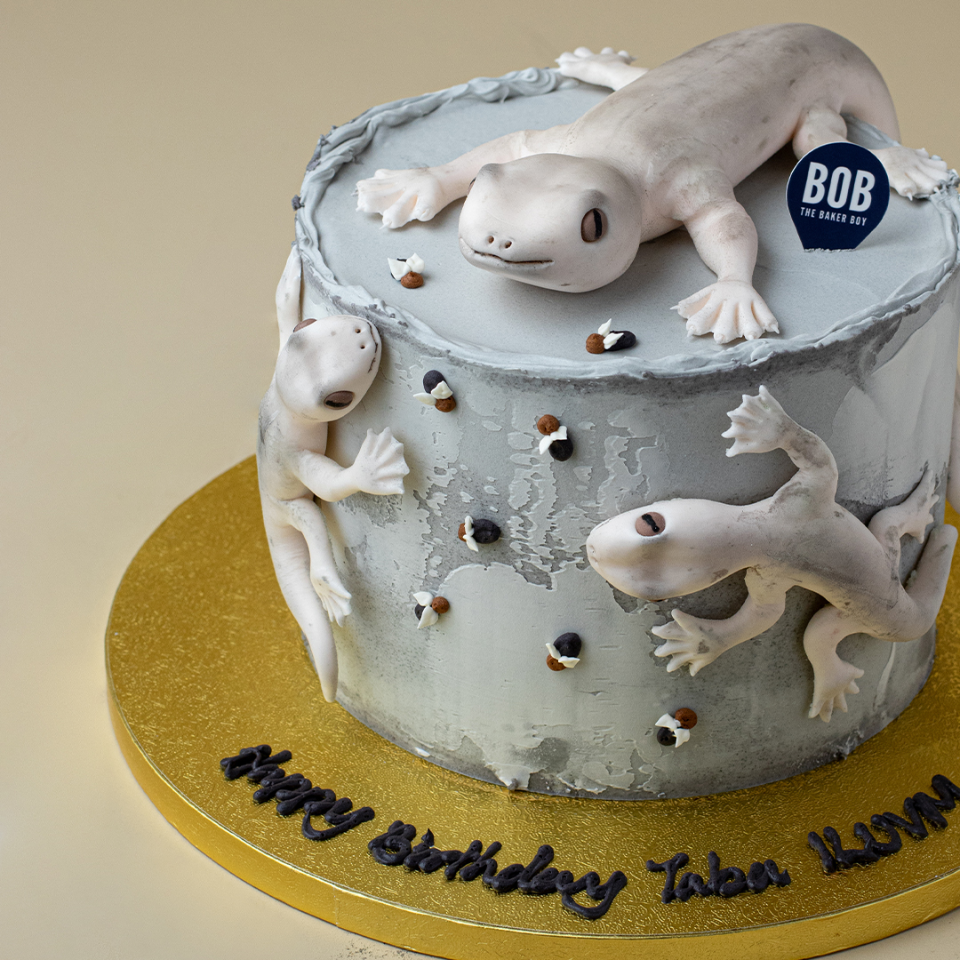 Realistic Lizard on Wall Cake