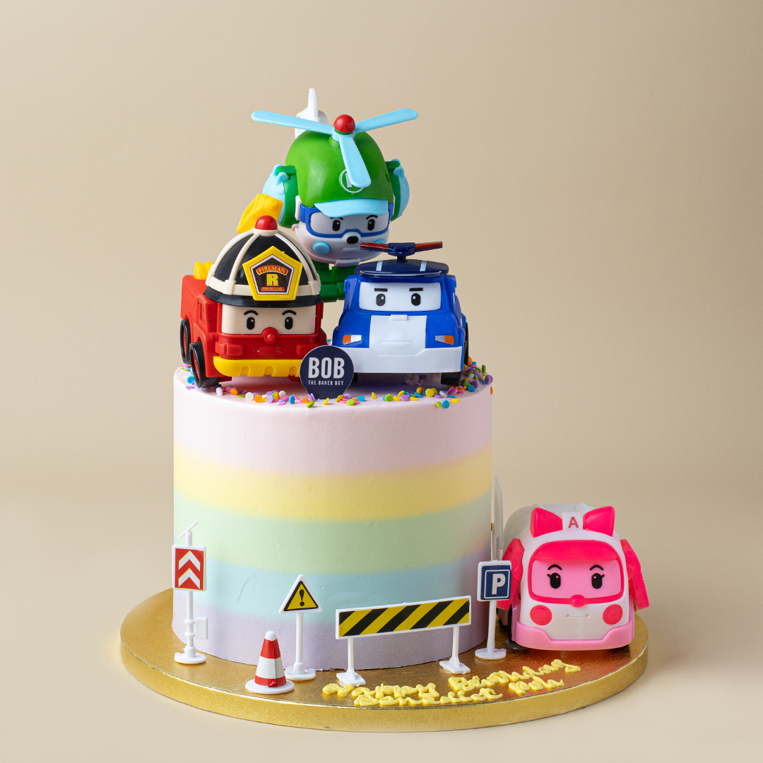 Robocars Poli Rainbow Cake