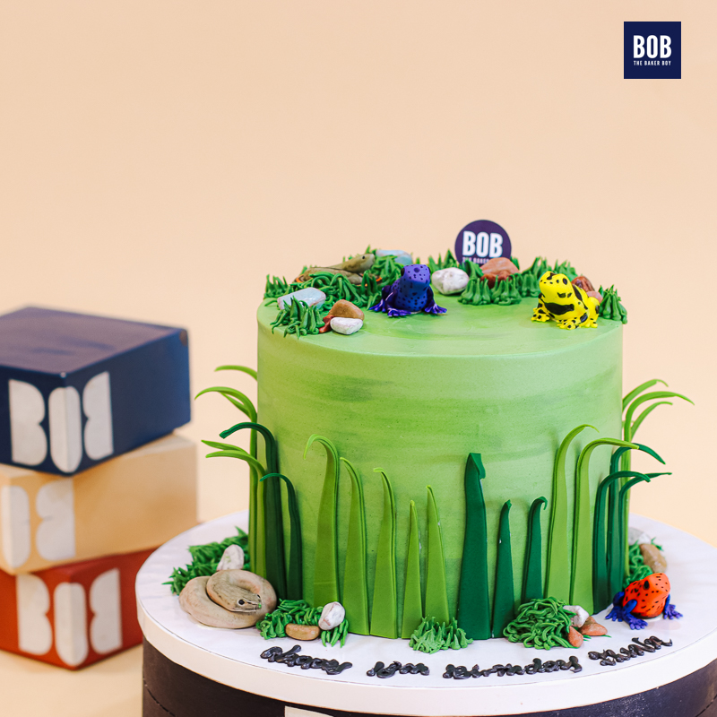 Toads and Snakes Garden Birthday Cake