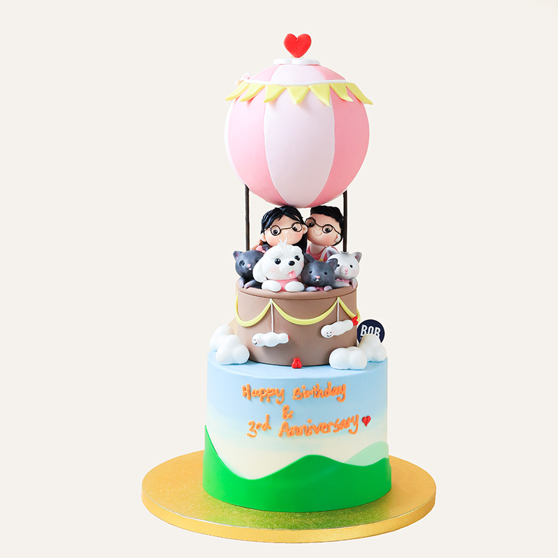 Up, Up, and Away Hot Air Balloon Anniversary Cake