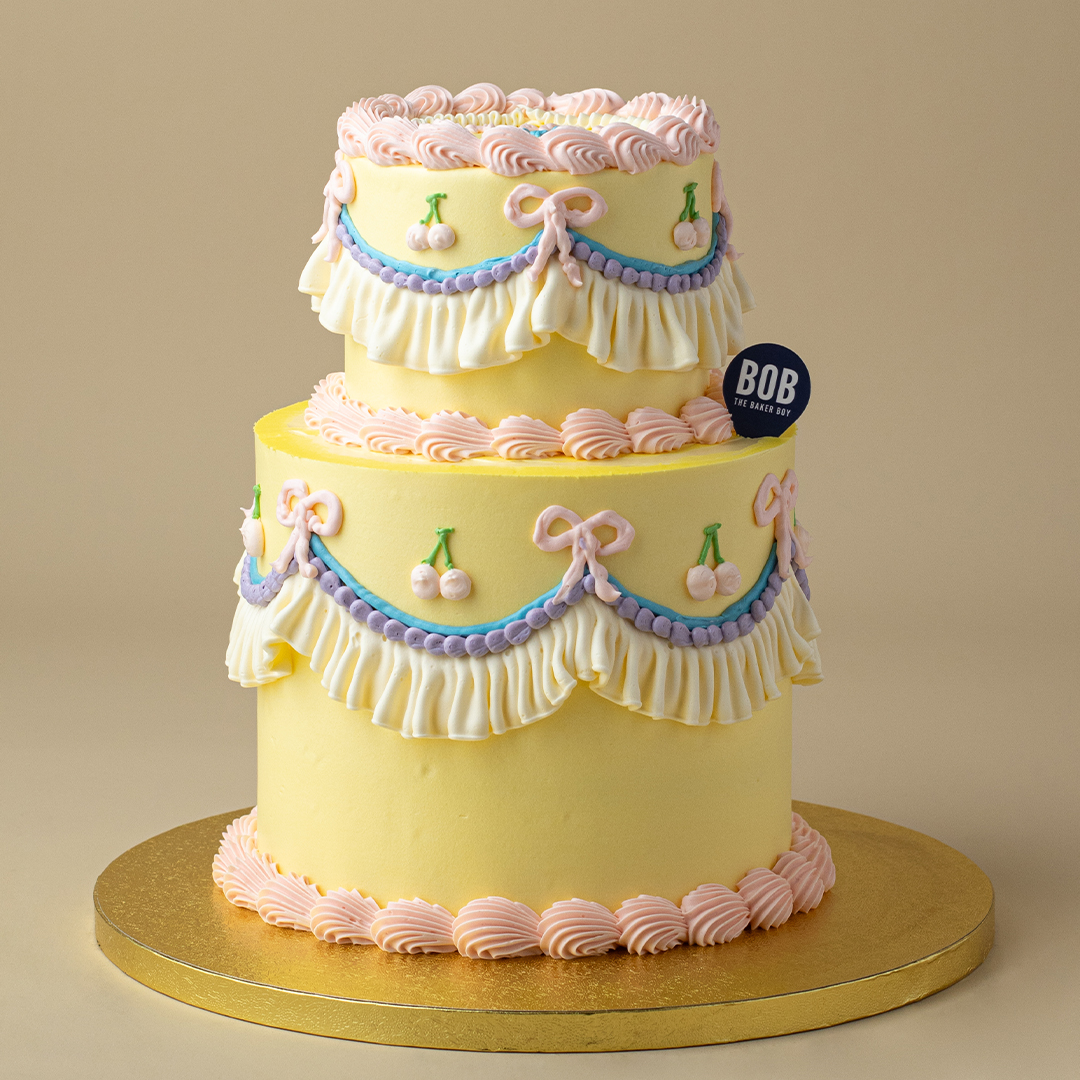 Yellow Happy Korean Vintage Cake