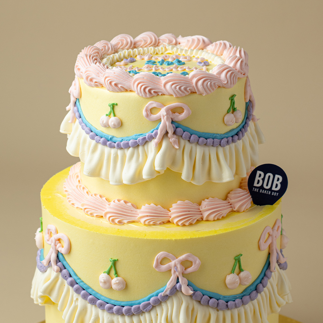 Yellow Happy Korean Vintage Cake
